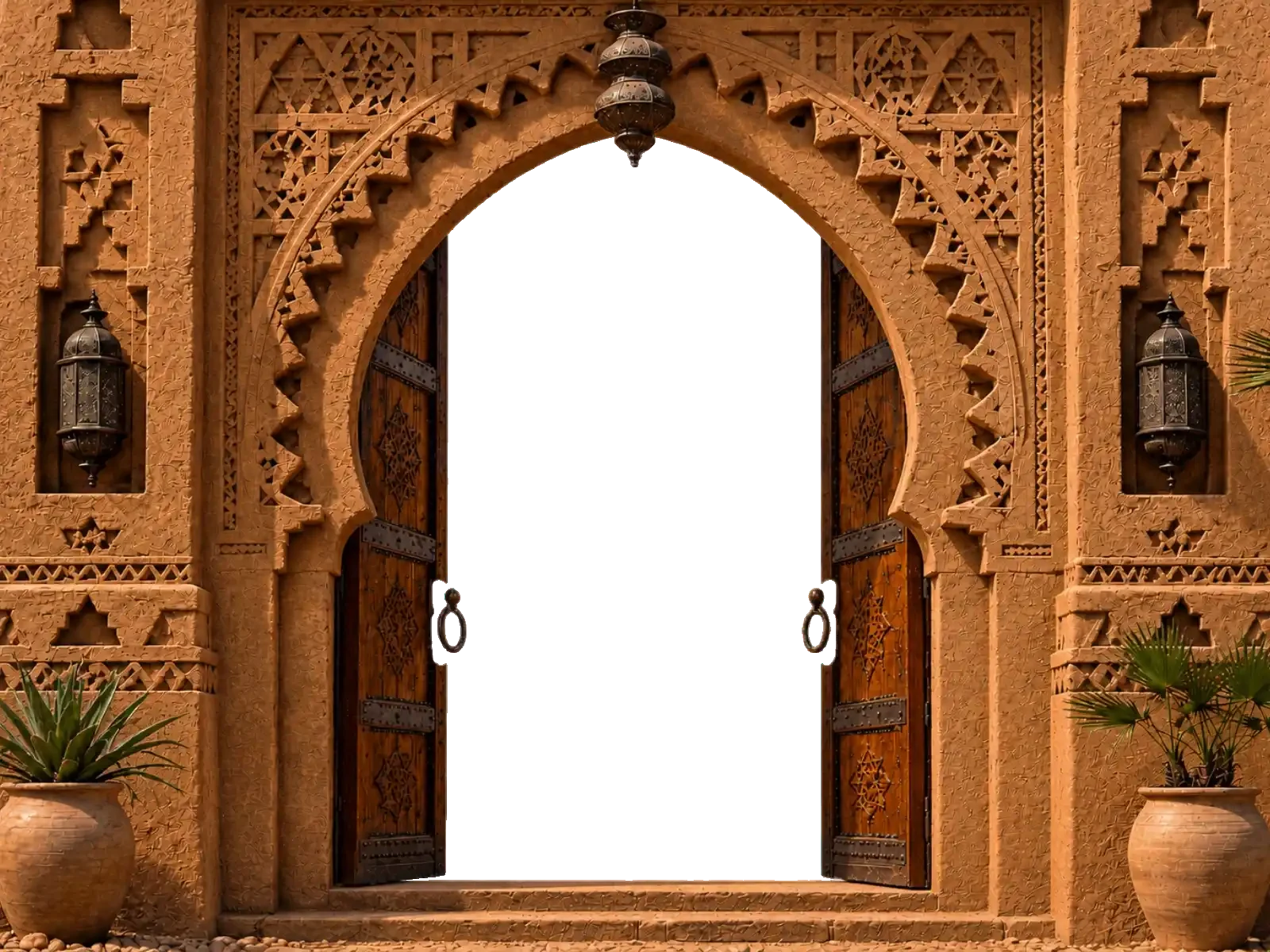 Carved Moroccan riad door