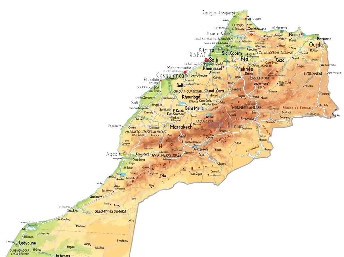 Map of Morocco with our six gateway cities