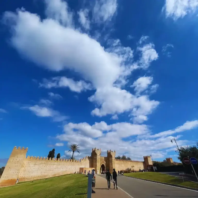 Free things to do in Rabat | Chellah ruins showing the entrance gate and outer wall from the roadside. Visit Morocco Tours