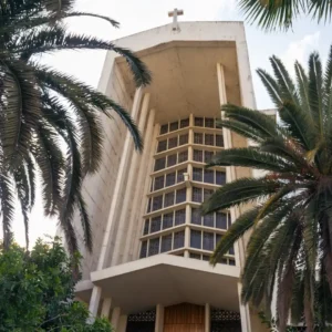 Free things to do in Casablanca | Church of Notre Dame of Lourdes stained-glass windows and modern Catholic architecture. Visit Morocco Tours