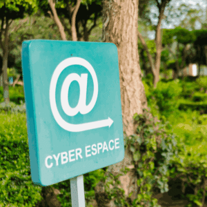 Free things to do in Marrakech | Cyber Park sign with free WiFi icon, shaded walkway, and lush orange trees in the background. Visit Morocco Tours