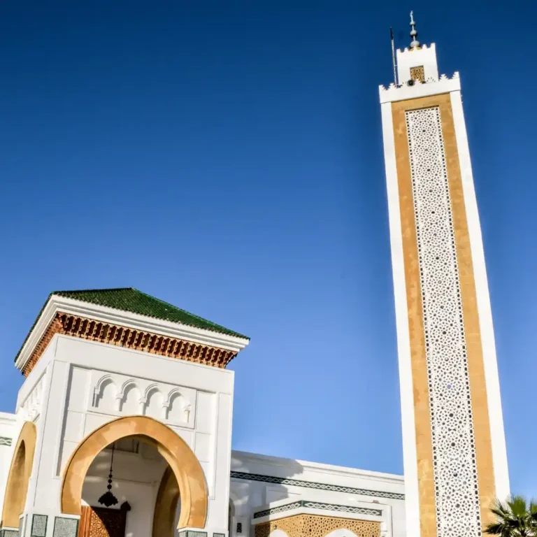 Visit Tangier Grande Mosque during personalised city tours. Visit Morocco Tours
