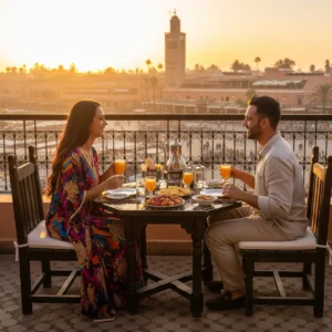 Jemaa el-Fnaa sunrise breakfast tour tasting hot msemen pancakes. Visit Morocco Tours