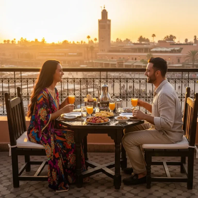 Jemaa el-Fnaa sunrise breakfast tour tasting hot msemen pancakes. Visit Morocco Tours