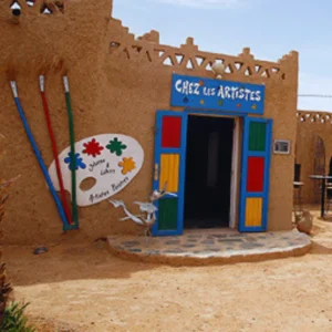 Galerie Chez Les Artistes Guided Tour with Visit Morocco Tours, showcasing Moroccan paintings, sculptures, and local artistry.
