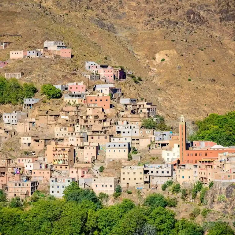 Visit Morocco Tours - Breathtaking view of Imlil Valley and Mount Toubkal from our High Atlas day trip.