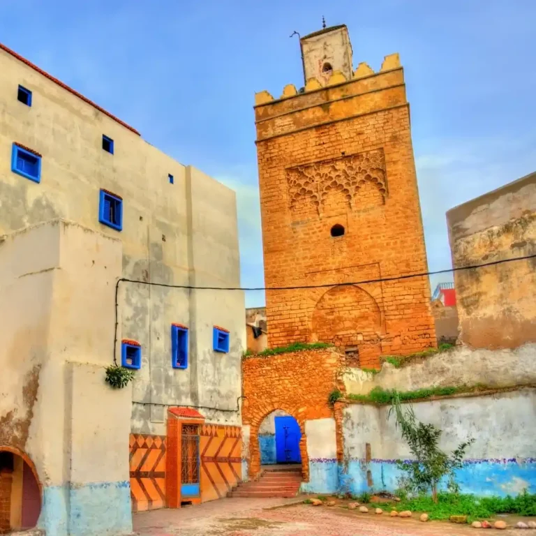 The historic Great Mosque of Safi with its distinctive minaret, a landmark of Moroccan Islamic architecture. Visit Morocco Tours